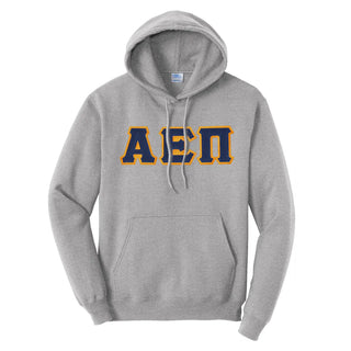 AEPi Heather Gray Hoodie with Sewn On Letters Alpha Epsilon Pi