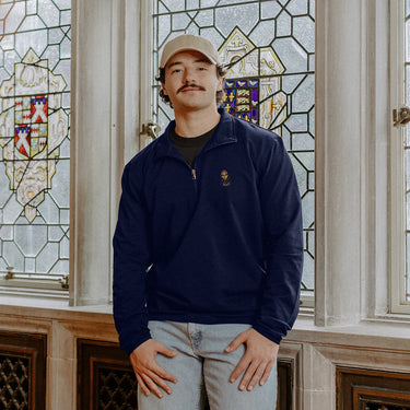 New! AEPi Embroidered Crest Quarter Zip Alpha Epsilon Pi