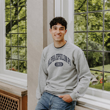 Alpha Epsilon Pi  gray fraternity Champion Collegiate Crewneck