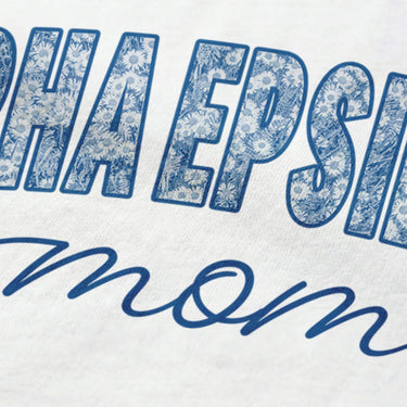 Close-up image of fraternity mom t-shirt graphic