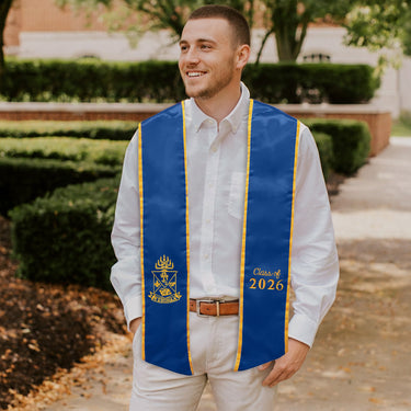 AEPi Personalized Trimmed Graduation Stole with Embroidered Crest