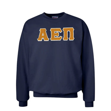 AEPi Navy Crewneck Sweatshirt with Sewn On Letters Alpha Epsilon Pi
