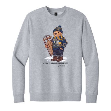 Heather grey crewneck with fraternity design