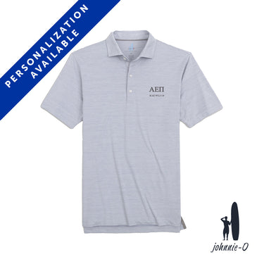 New! AEPi  Personalized Johnnie-O Heather Grey Polo