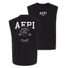 Black cut off tank top with fraternity design