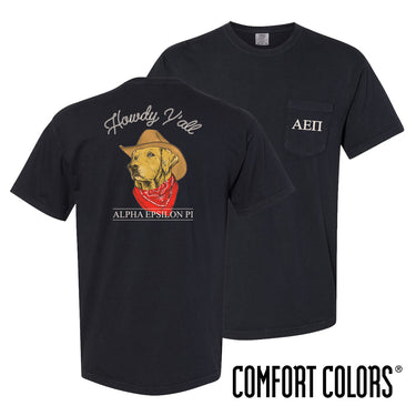 AEPi Cowboy Retriever Black Short Sleeve Pocket Tee