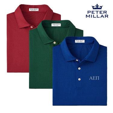 New! AEPi  Peter Millar Tesseract Patterned Polo With Greek Letters