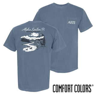 AEPi fraternity t-shirt featuring an outdoor nature scene.