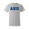 AEPi Grey Short Sleeve Tee with Blue and Black  Sewn On Letters