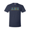 AEPi Navy Short Sleeve Tee with Blue and Gold Sewn On Letters