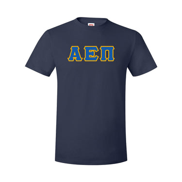 AEPi Navy Short Sleeve Tee with Blue and Gold Sewn On Letters