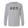 AEPi Grey Long Sleeve Tee with Blue and Gold Sewn On Letters