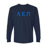 AEPi Navy Long Sleeve Tee with Blue and Black Sewn On Letters
